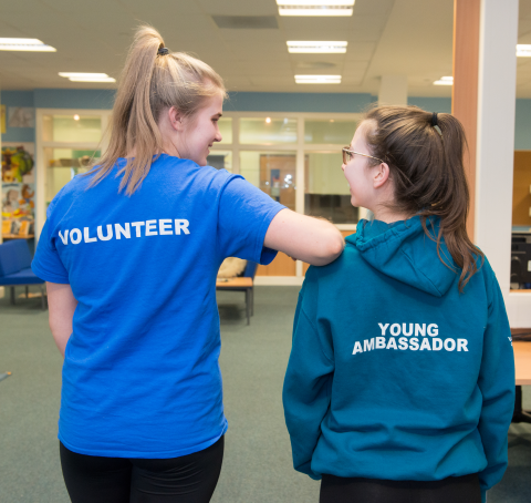From behind, T-shirt print, Volunteer and Young Ambassador